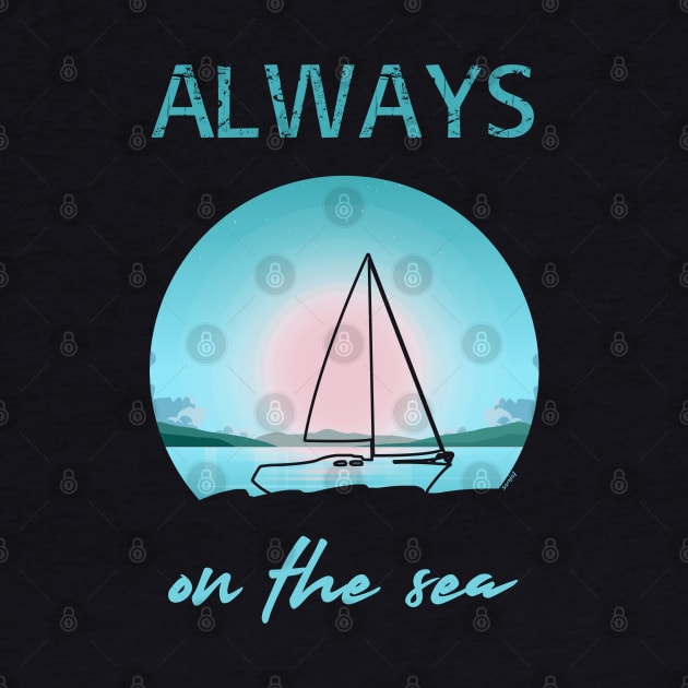 Always on the sea - Sailing boat - Flat design by serre7@hotmail.fr